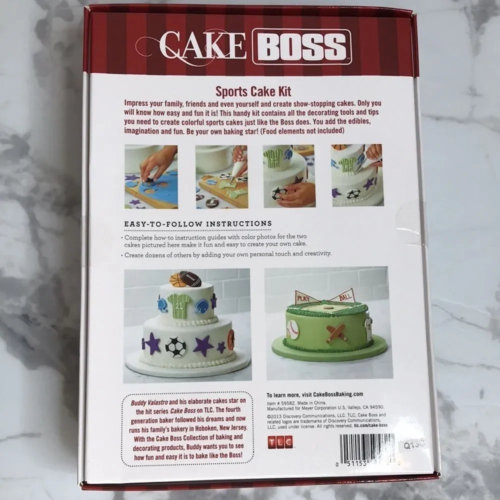 NIB Cake Boss Sports Cake Decorating Kit 28pc Baking Tools Set Football Baseball